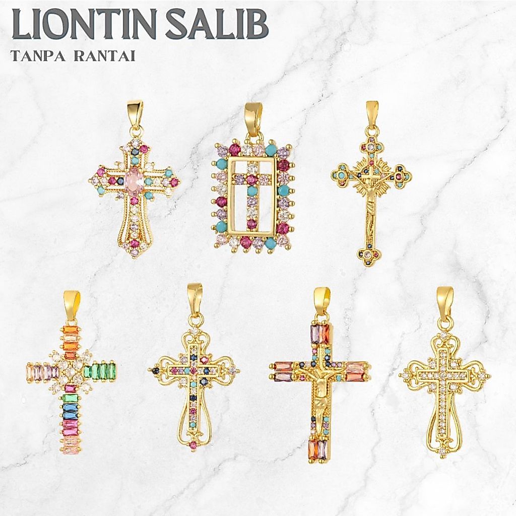 Liontin Pendant Salib Kristen Katolik Aksesoris Rohani Pendant tanpa rantai