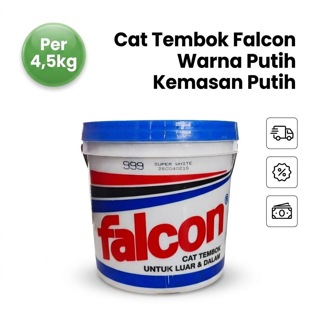 Cat Tembok FALCON 4.5 Kg Warna Putih CAT TEMBOK FALCON BIASA 4.5 KG - TEMBOK INTERIOR -CAT MURAH DAN
