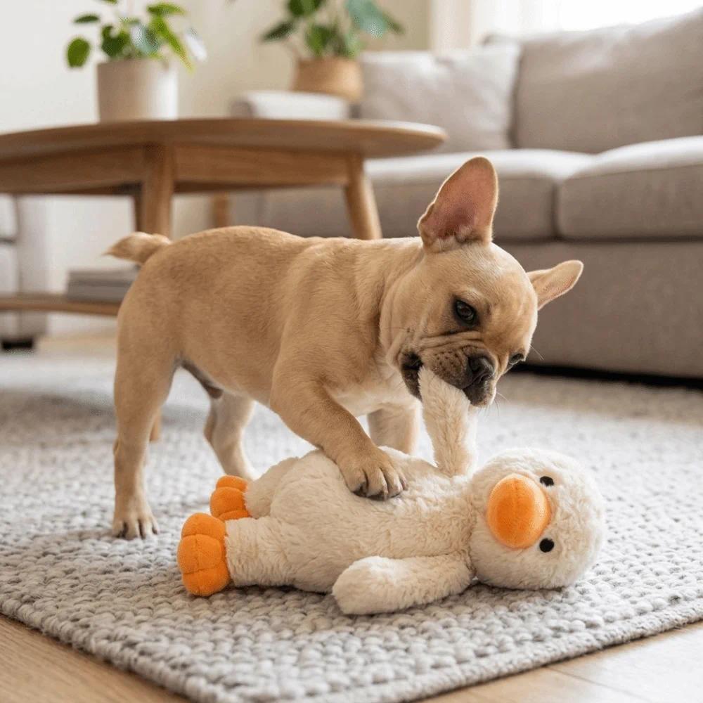 Soft Duck Dog Toy Cute Duck Shape Bite Tough Squeaky Pet Toy Built-in Squeaker Light Weight Dog Chew