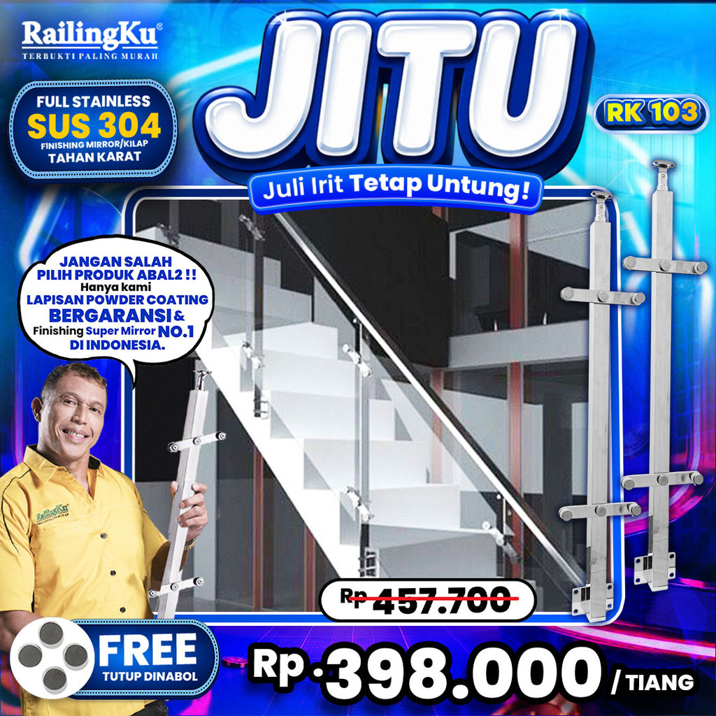 Railing Tangga Stainless Hollow Tiang Railingku [JITU] RK 103
