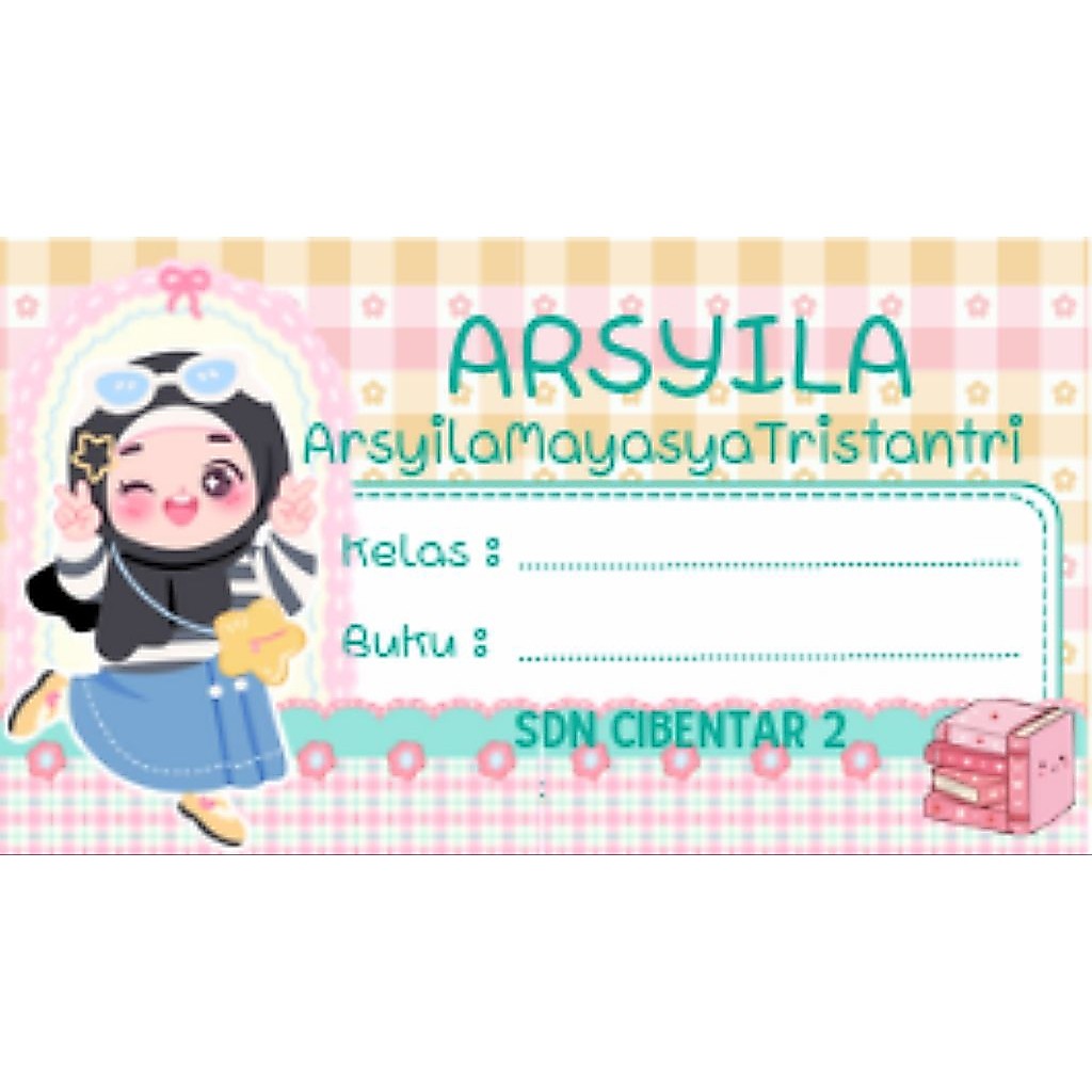 Stiker nama untuk sampul buku custom