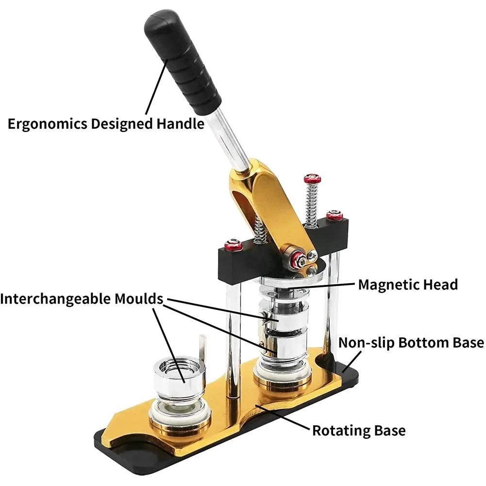 

Badge Pin Button Maker Machine, Brooch Button Press Maker DIY Badges Set, with 100 Pcs Button Parts+Circle Cutter+Mold 25MM-75MM