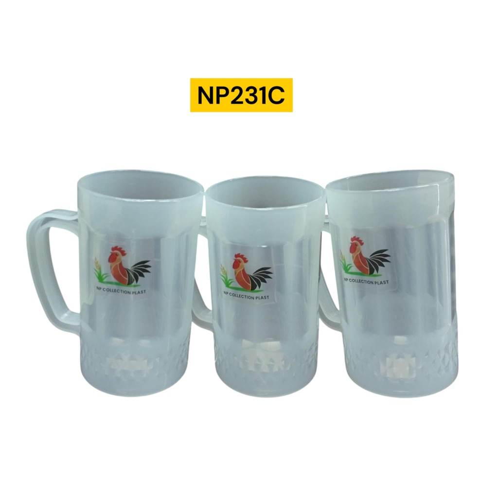 GELAS GAGANG PLASTIK NP231C/ GELAS PLASTIK MOTIF TIKAR / GELAS MINUM