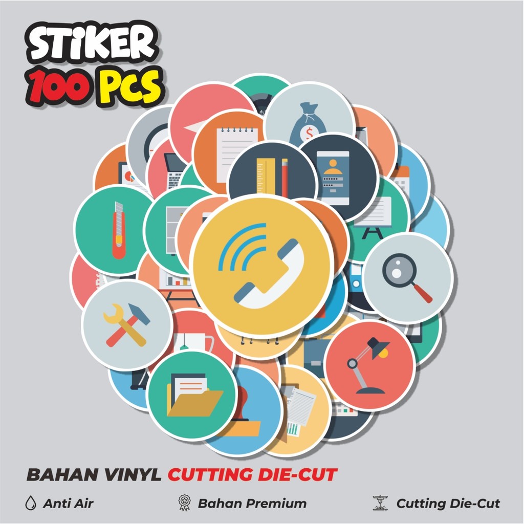 

Terbaru! 50 pcs Stiker Office Flat Icons Dekorasi Lucu Kreatif untuk Notebook, Skateboard, HP