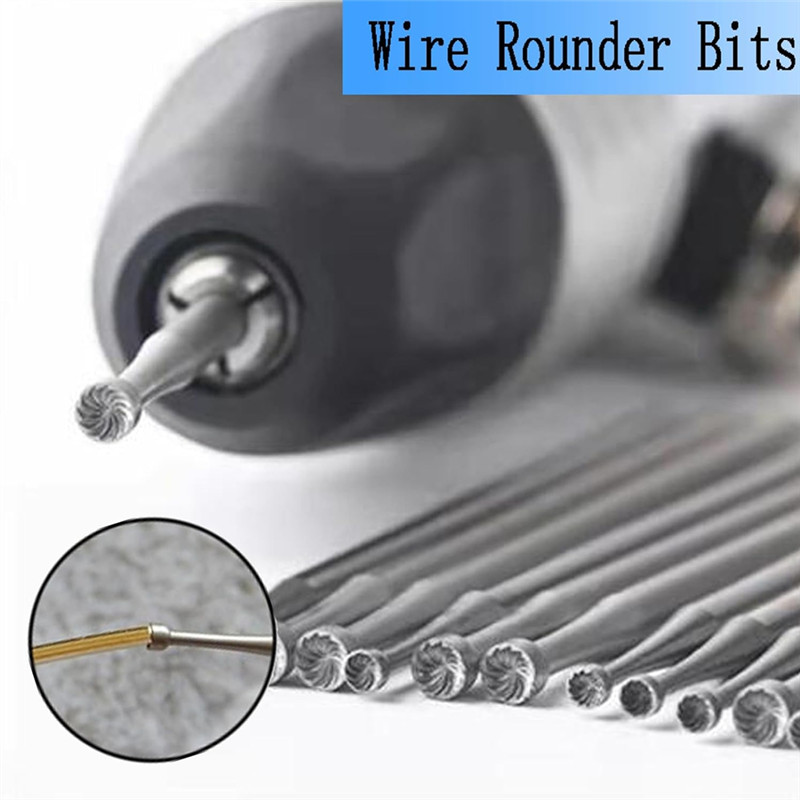 

N84R 6 Pcs Round Cup Burr - 3/32Inch Shank Wire Rounder Bits Jewelry Burs For Lapidary Making