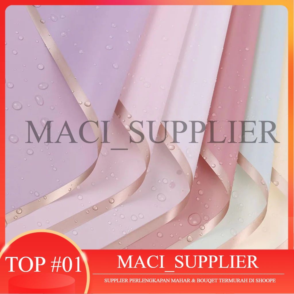 

MACISUPPLIER Flower Wrapping Paper Varian List Gold Premium Florist Kertas Buket Bunga Korea Cellophane List Gold Premium Quality Merek