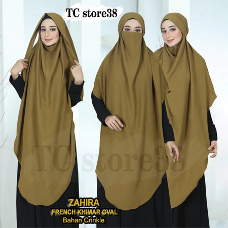 French Khimar Crinkle Jumbo Zahira Cutting Oval Cadar On Pola