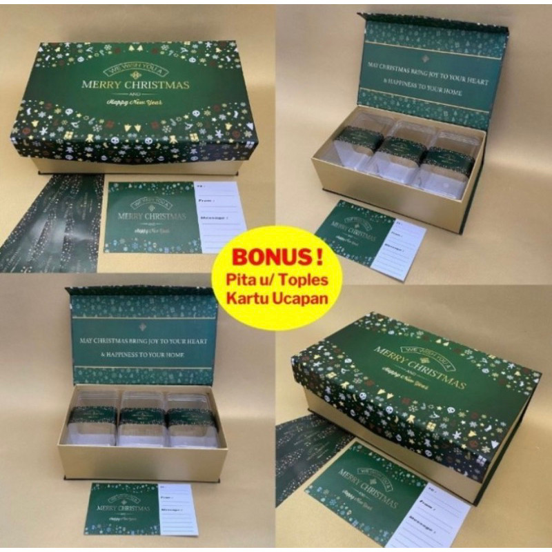 Hardbox kue kering / box kue kering Natal / Box isi 3 untuk toples 350gr Natal / Box hampers kue ker