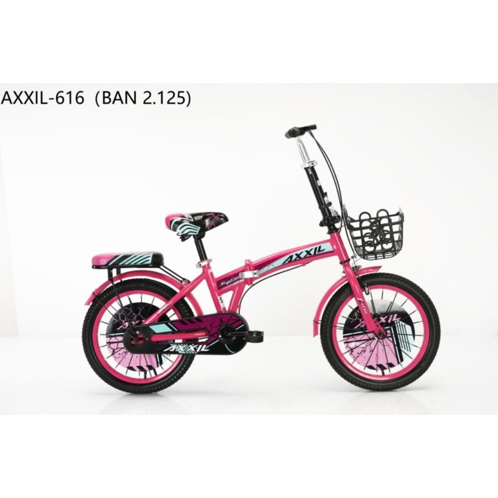 Sepeda lipat anak  SD remaja ukuran 16 inch 5 sd 9 tahun dengan roda bantu.