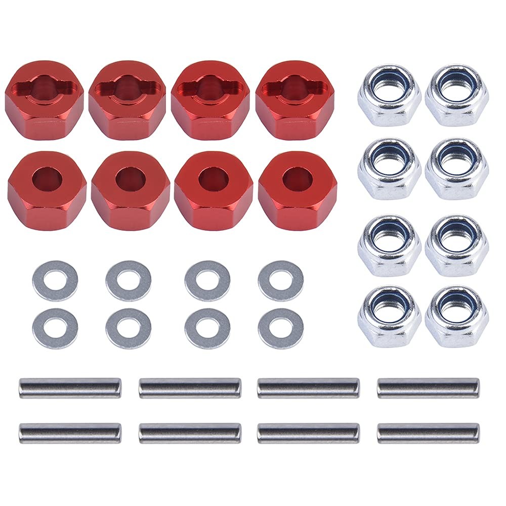 8pc Hex Wheel Hubs 12mm Upgrade and M4 Lock Nut for Traxxas Slash 4X4 Stampede Rustler Rally VXL and
