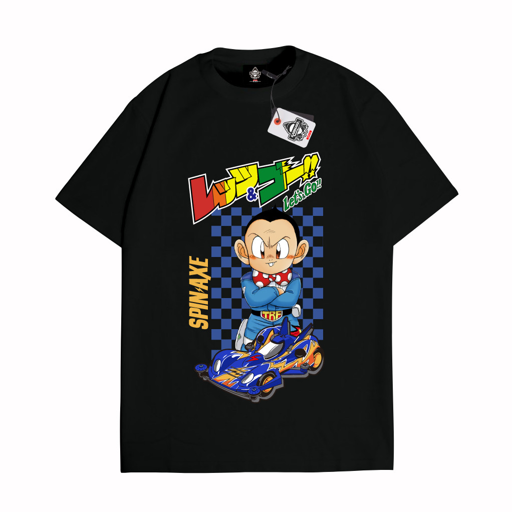 KRMK Kaos T Shirt Baju Distro Unisex Gambar Anime LETS AND GO SPIN AXE TOKICHI MIKUNI