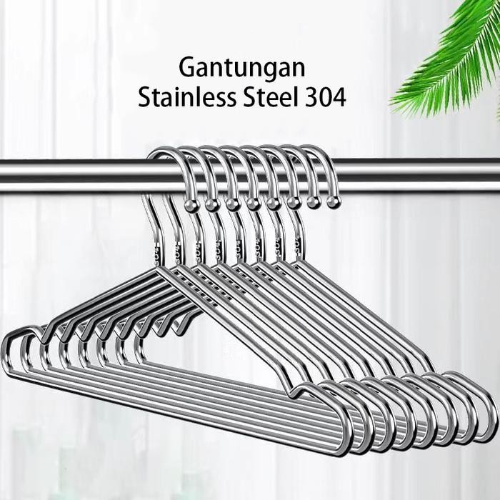 

Hanger Gantungan Pakaian Stainless Steel 304 Anti Karat Set 10pcs - 32cm
