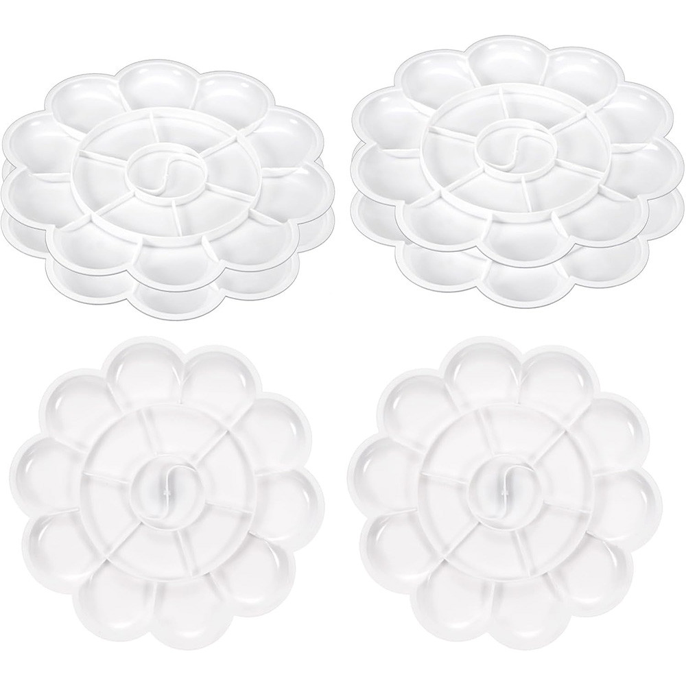 

2/6 Pieces 18 Wells Paint Palette, Plastic Mixing Trays, Plum Blossom Paint Palette, Color Palette, Watercolor Paint Palette