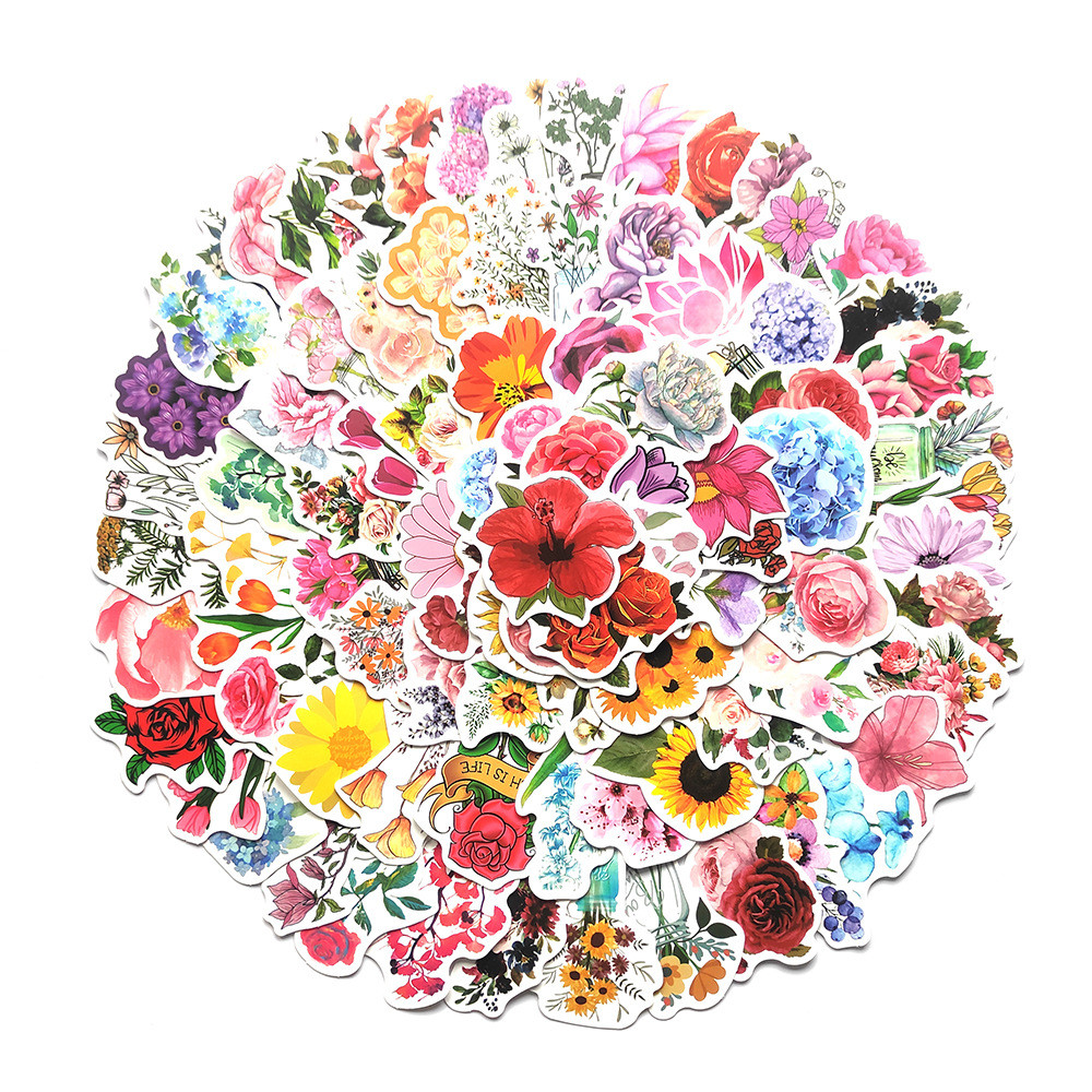 

10/30/50/100pcs Flowers Stickers Laptop Bicycle Guitar Skateboard Sticker Kid DIY Graffiti Waterproof stickers