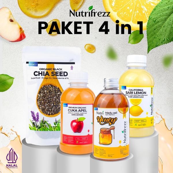 

HOT PRODUK Nutrifrezz Paket 4in1 Cuka Apel With Mother's Sari Lemon Madu Multiflora Biji Chiaseed - Paket 4in1 (CMSA)