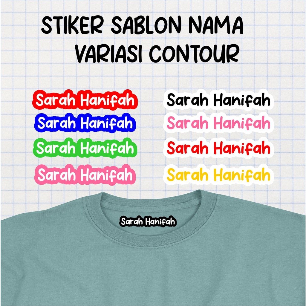 

Sticker Label Nama Kain Baju Isi 50Pcs Kaos Sablon Setrika Sticker Iron Custom Tulisan (Per Pack isi 50 Pcs)