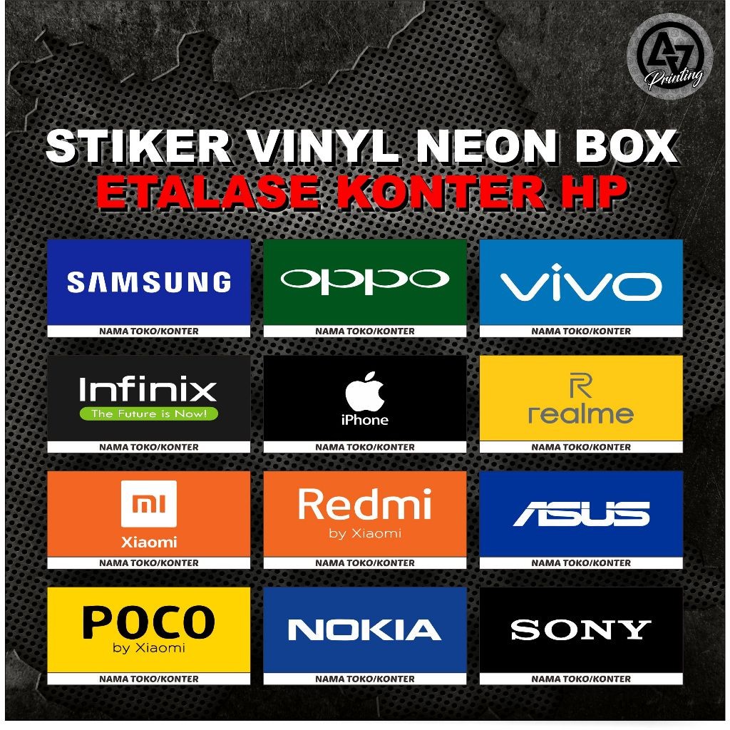 

STIKER UNTUK NEONBOX/ETALASE KONTER HP ( COSTUM NAMA TOKO & UKURAN )