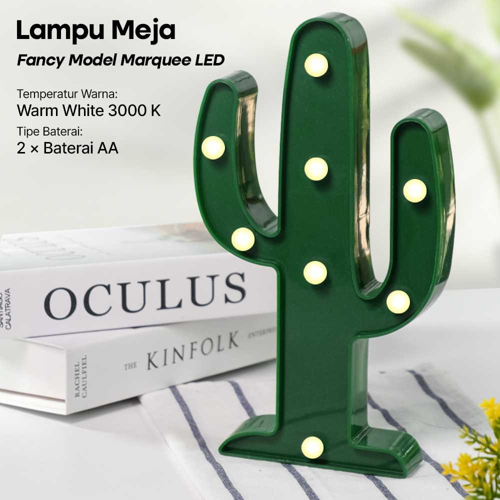 COD Lampu Hias Dekorasi Meja Makan Belajar Kamar Kantor Ruang Tamu LED Model Tanaman Kaktus Cactus U