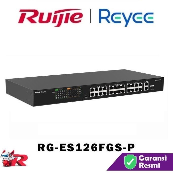 Ruijie RG-ES126FGS-P Switch Hub 24 Port  PoE 10/100 Mbps 2 Port Gigabit A