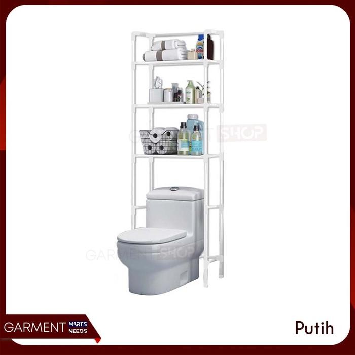 

Rak Toilet Wc Kloser Kamar Mandi Tempat Tissue Sabun Standing Rack Organizer - Putih