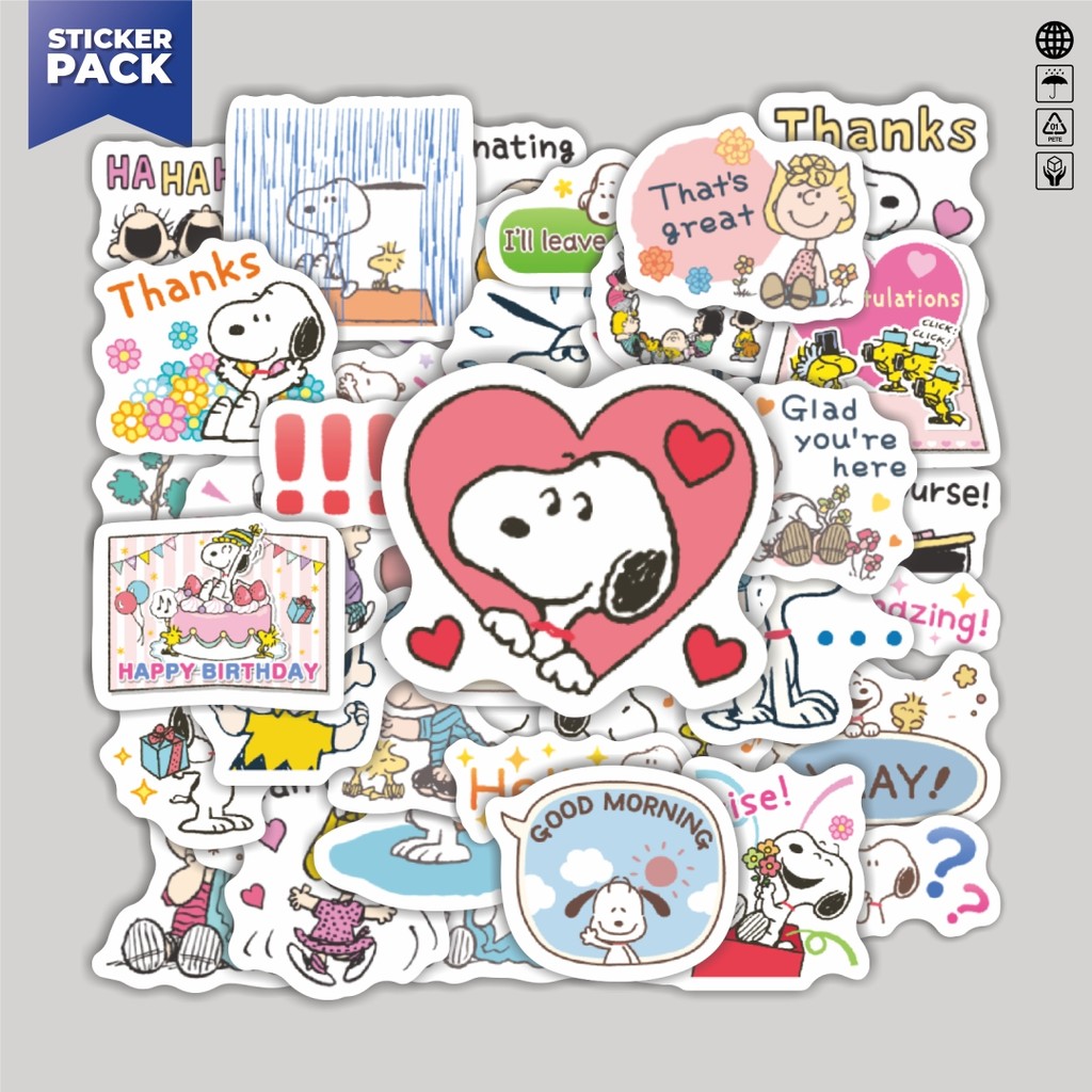 

[100PCS]Stiker Pack Stiker Kartun Snoopy V45 Aesthetic Vinyl Anti Air Dekorasi Sticker Laptop Buku Journal Koper Helm Casing HP Gitar Helm Skateboard