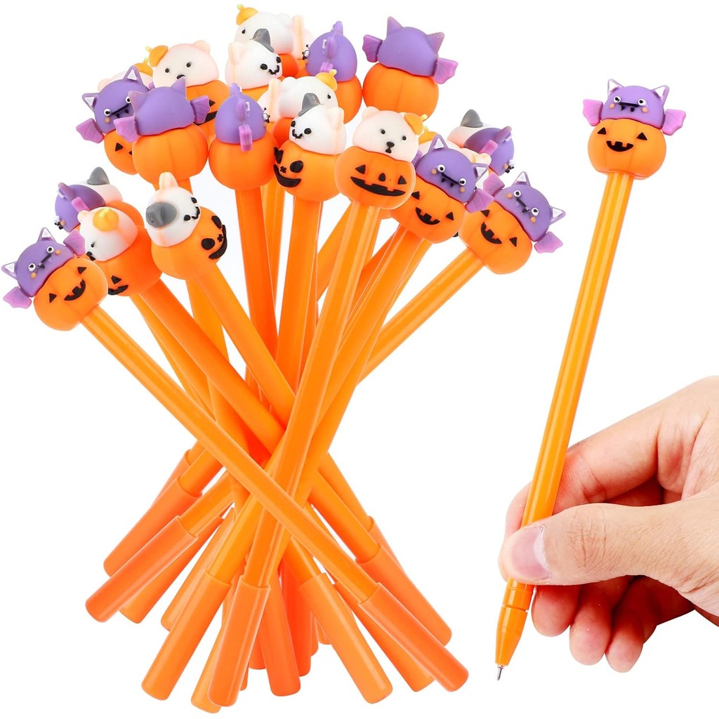 

24 Pcs Halloween Pumpkin Gel Ink Pens 0.5 Mm Cute Writing Tools Stationery Supplies