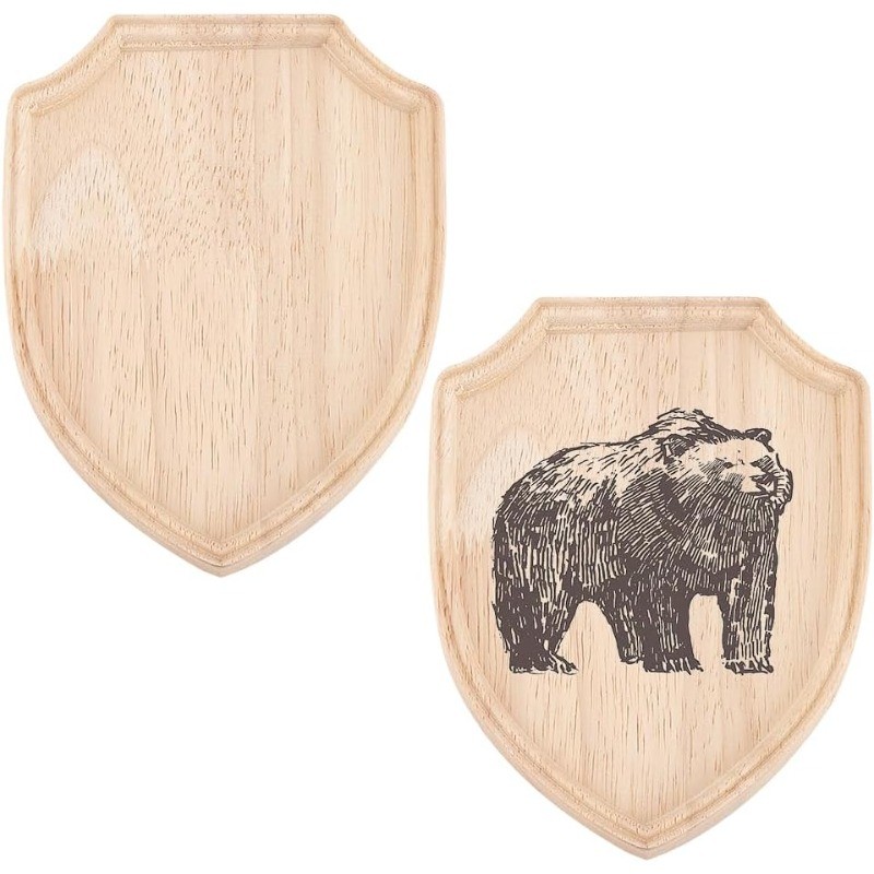 

2Pcs Wooden Shield Plaque 6x4.8 inch Unfinished Wood Plaque 0.7 inch Thick Blank Wood Plaque Sign Wood Boards Shield Shape
