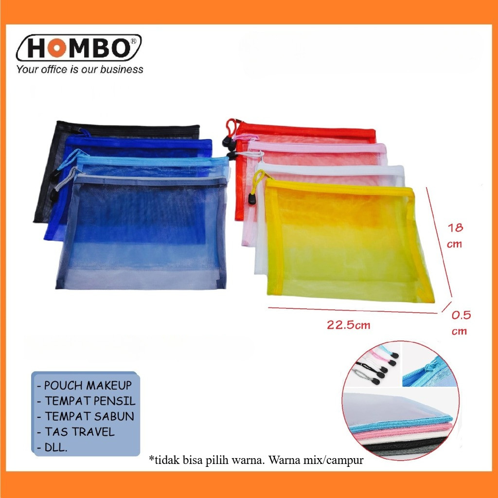 

Zipper Bag / Tempat Pensil / Zipper Map / Tas Jaring Resleting / Hombo Ukuran A5 Pouch DP793
