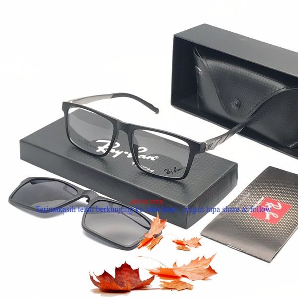 frame kacamata minus anti radiasi pria sporty casual rayban clip on rb9412