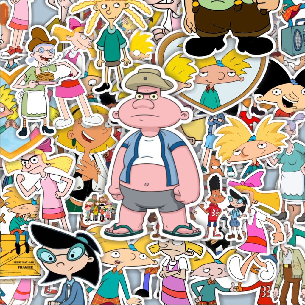 

100PCS Lucu Stiker Kartun Hey Arnold Stiker Aesthetic Stiker Anti Air Stikers Berperekat Waterproof sticker decal buat Motor Helm Buku Journal Koper Casing HP Laptop Botol Minum Hadiah anak