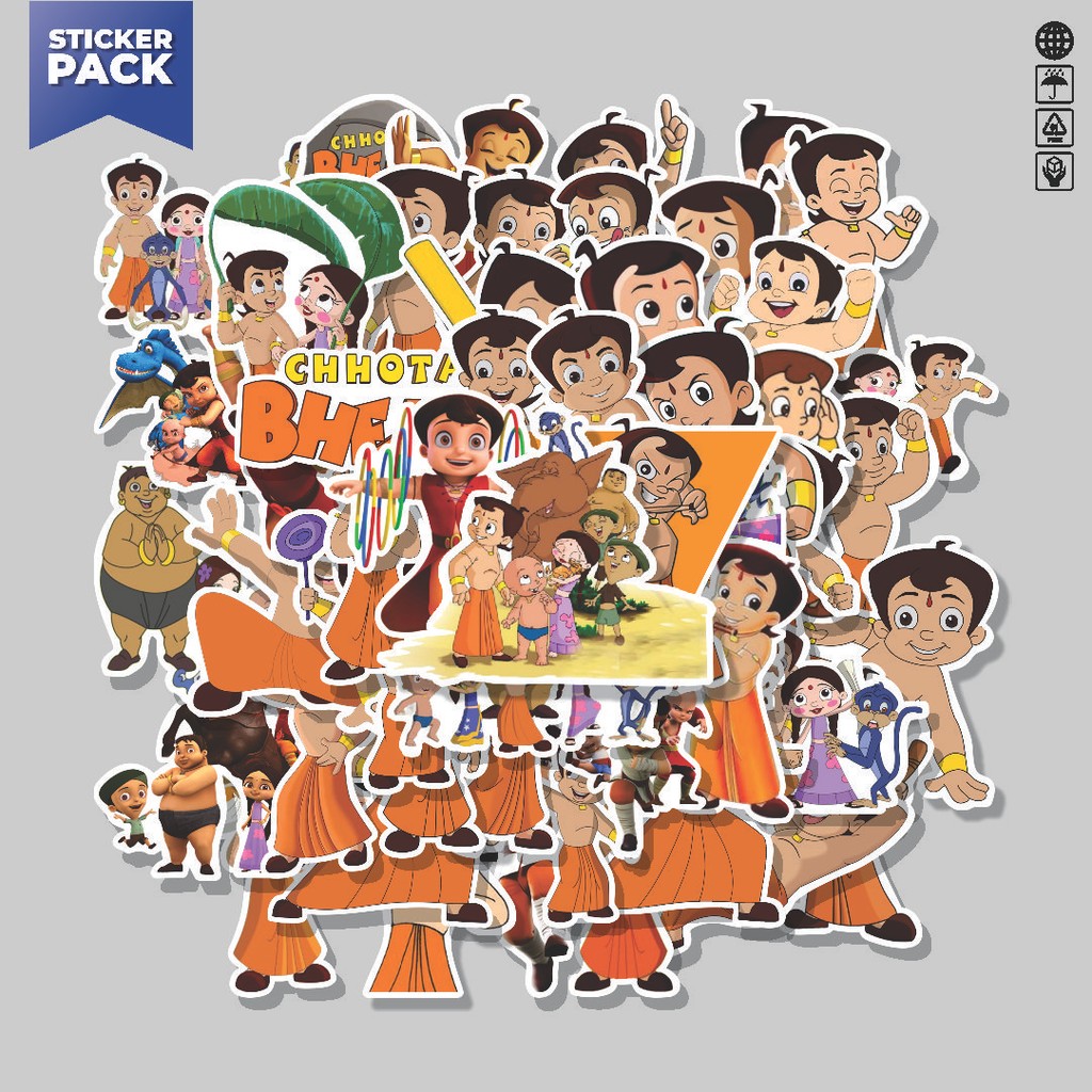 

[100PCS]Stiker Pack Stiker Kartun Choota Bheem Aesthetic Vinyl Anti Air Dekorasi Sticker Laptop Buku Journal Koper Helm Casing HP Gitar Helm Skateboard