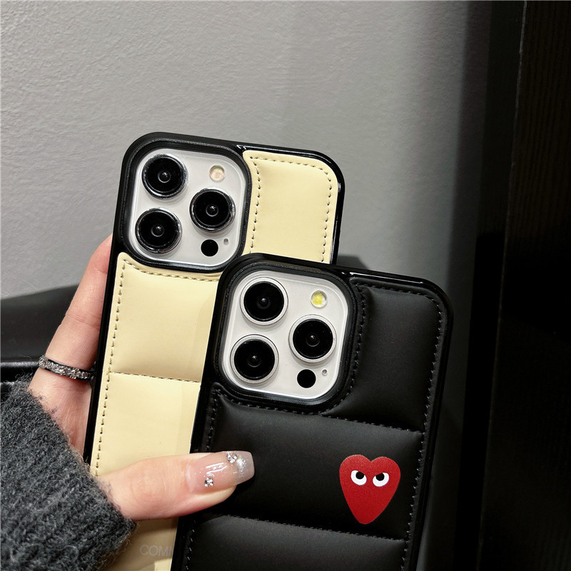 Comme des Garcons CDG Play label hard shell Down jacket Phone Case Suitable for IPhone16 16Pro 16Pro