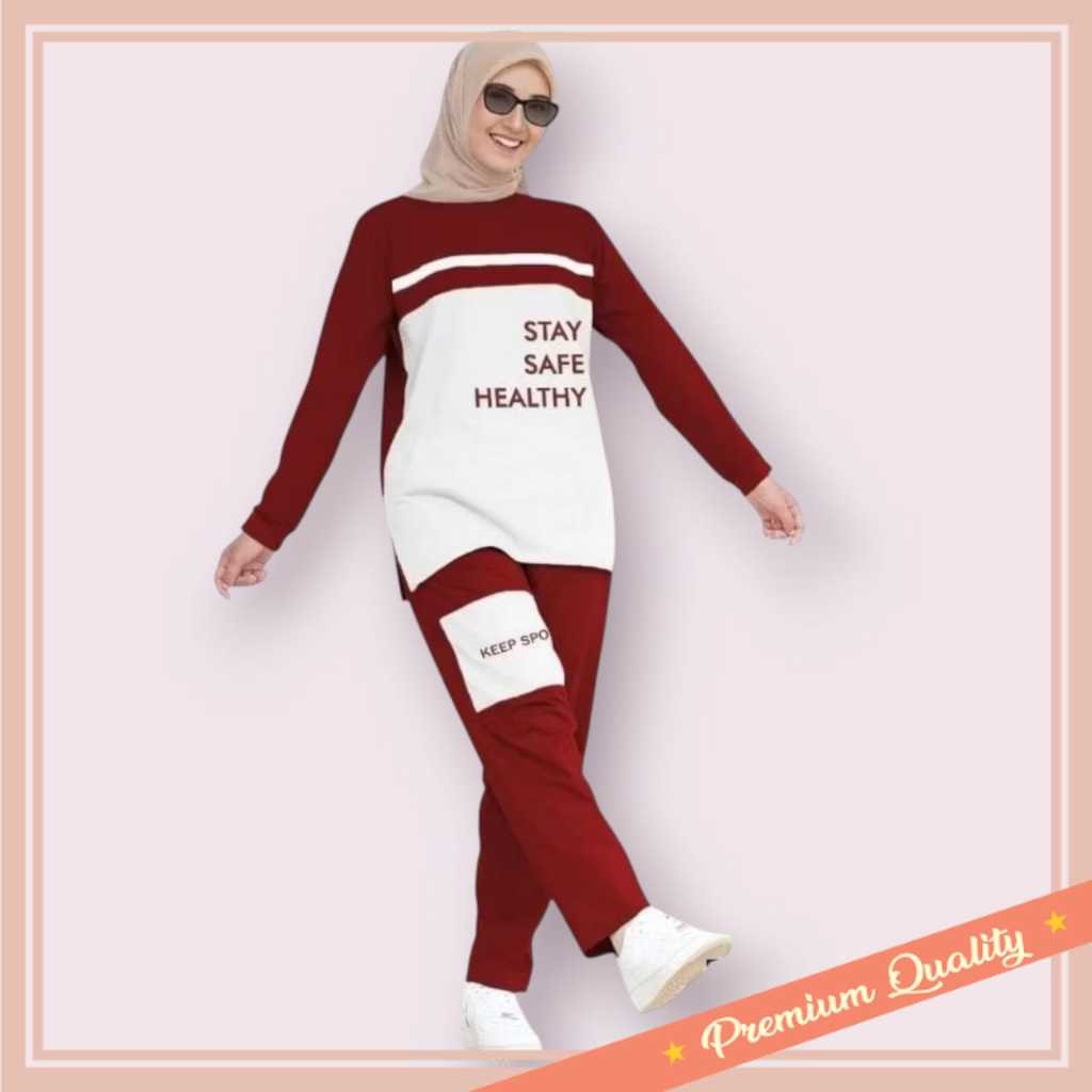 Baju Sport Murah / / SET MEGA | Setelan Kaos Olahraga Wanita Muslimah Lengan Panjang / Kaos Olahraga