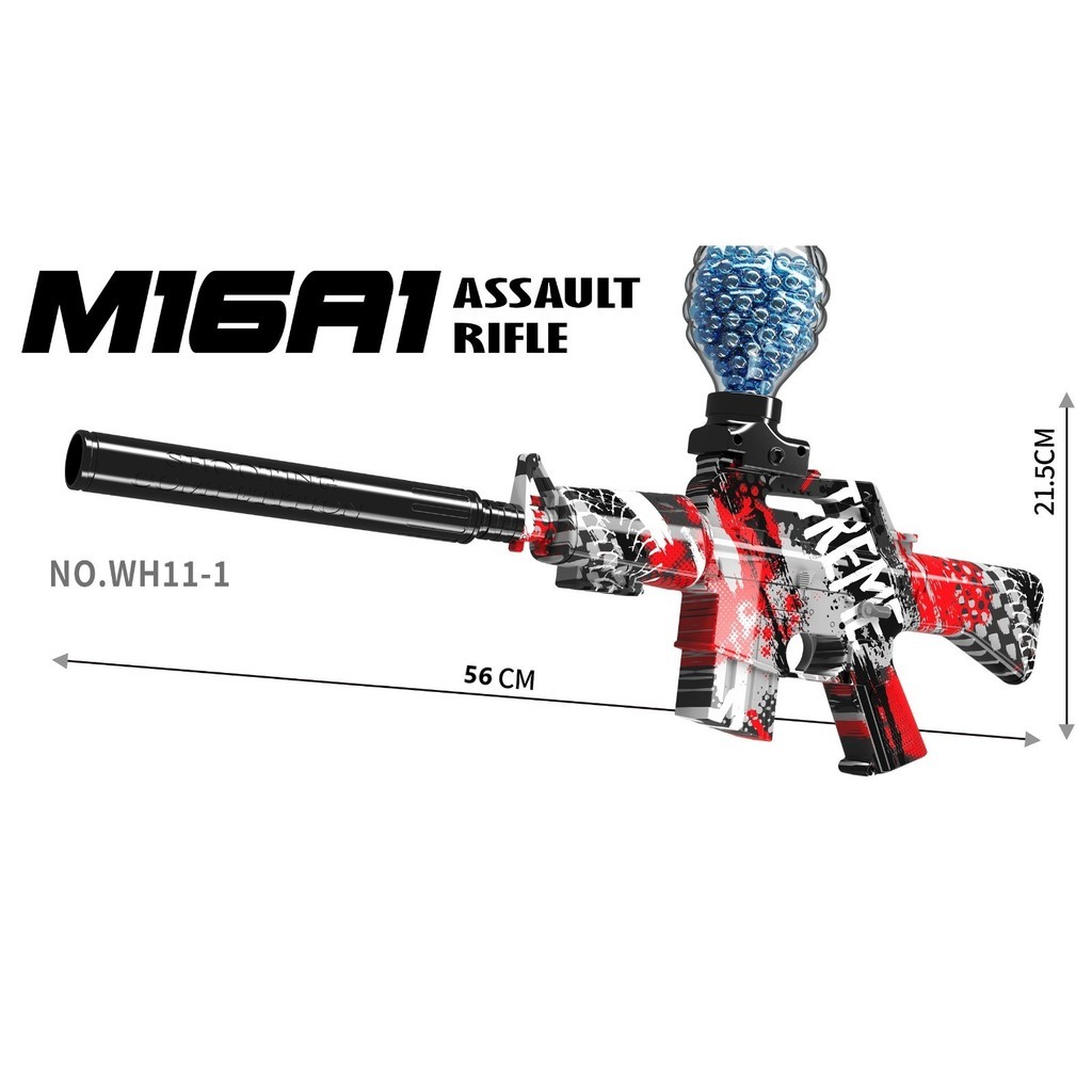 NEW  Mainan Anak WH11(1-4) M16A1 ELECTRIC HIGH SPEED XTS-3036 Mainan Tembakan Bubble Gel Keren Otoma