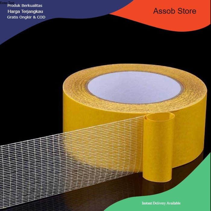 

Lakban Fiber Super Strong Grid Tape Panjang 20 Meter - Transparan, 10 mm - Assob Store