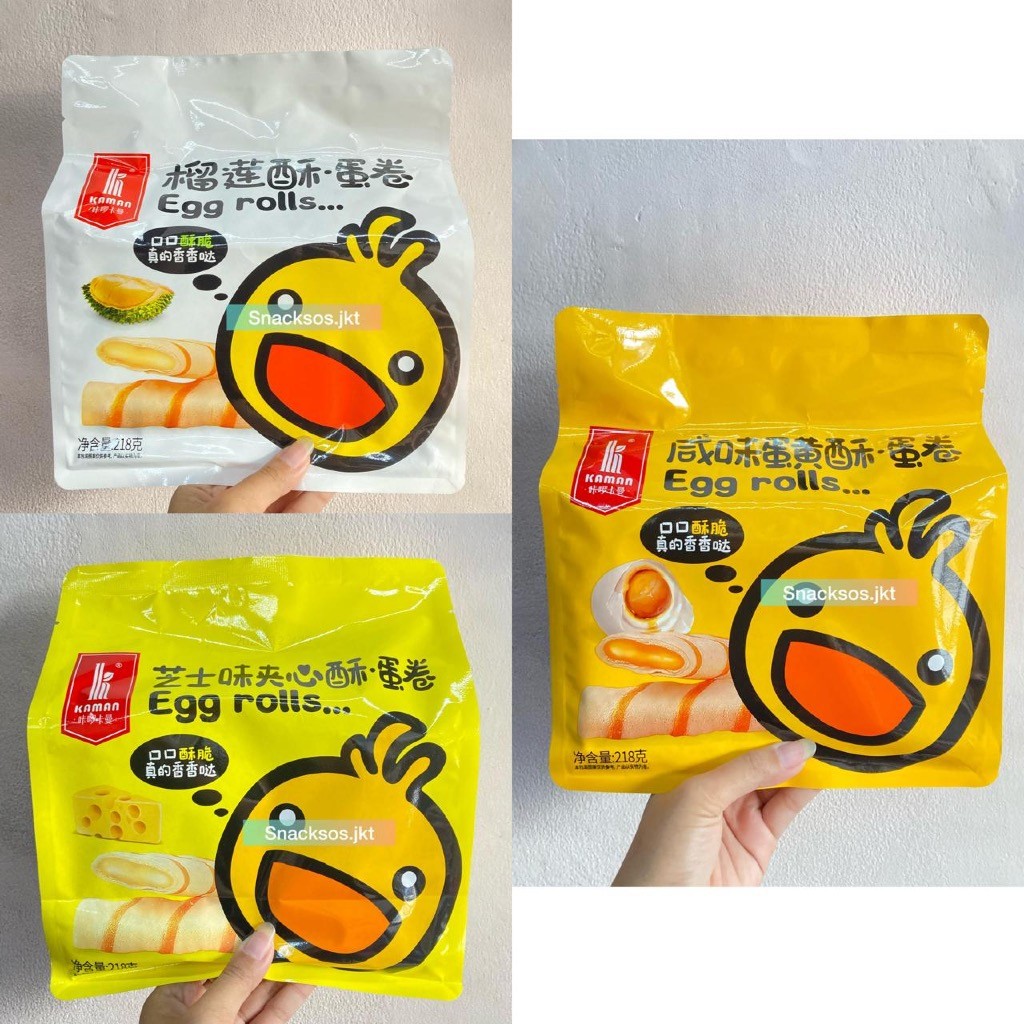 KAMAN CRISPY EGG ROLL CHEESE / EGG ROLL DURIAN / EGG ROLL SALTED EGG YOLK 218GR CREPES
