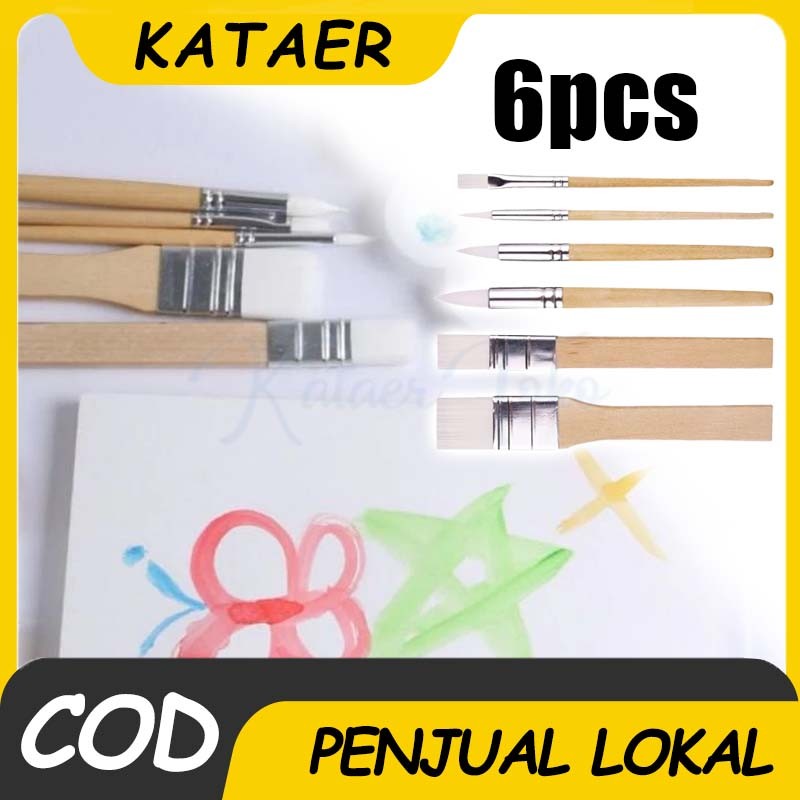 

【Ready】Set Kuas Melukis 6pcs Kuas Nylon Multifungsi untuk Cat Akrilik dan Watercolor Berkualitas Tinggi