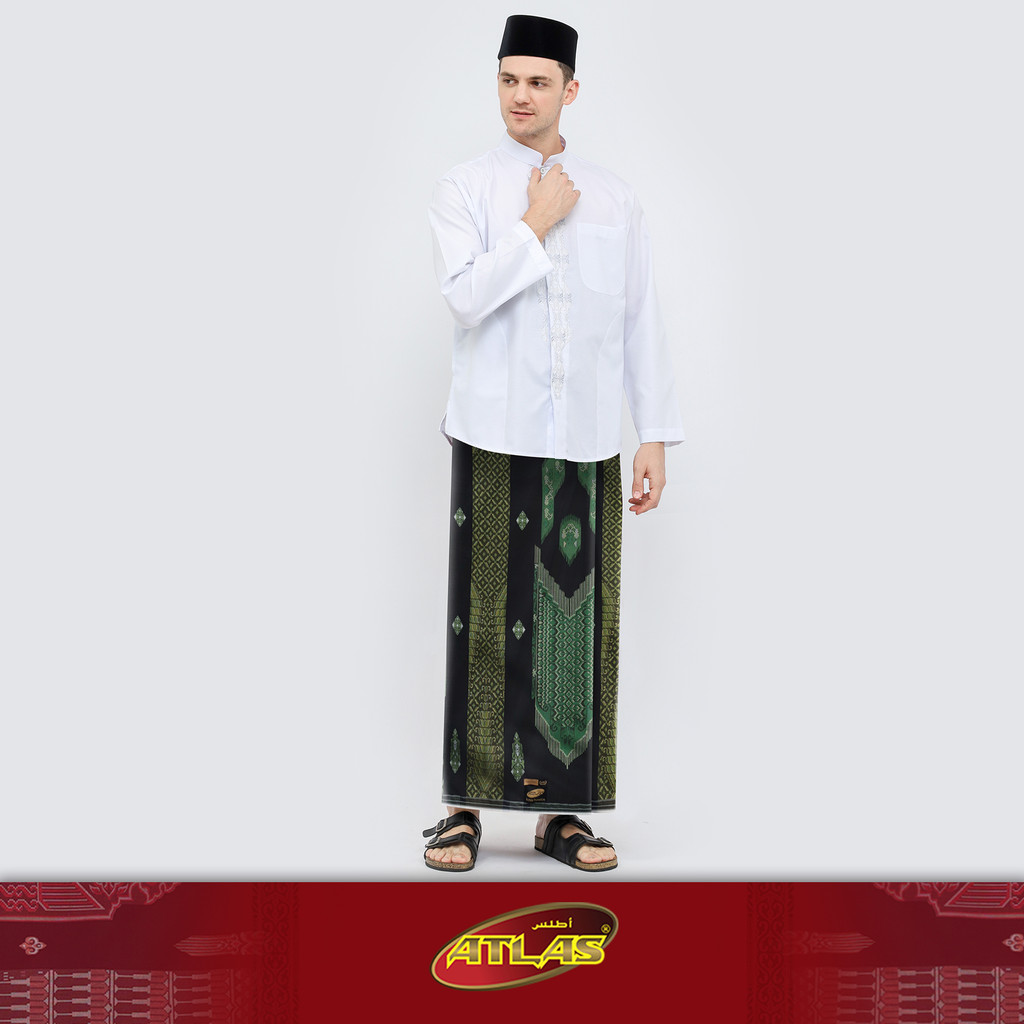 Sarung ATLAS Super Premium 980 Motif A9 JGL Hitam Hijau 07