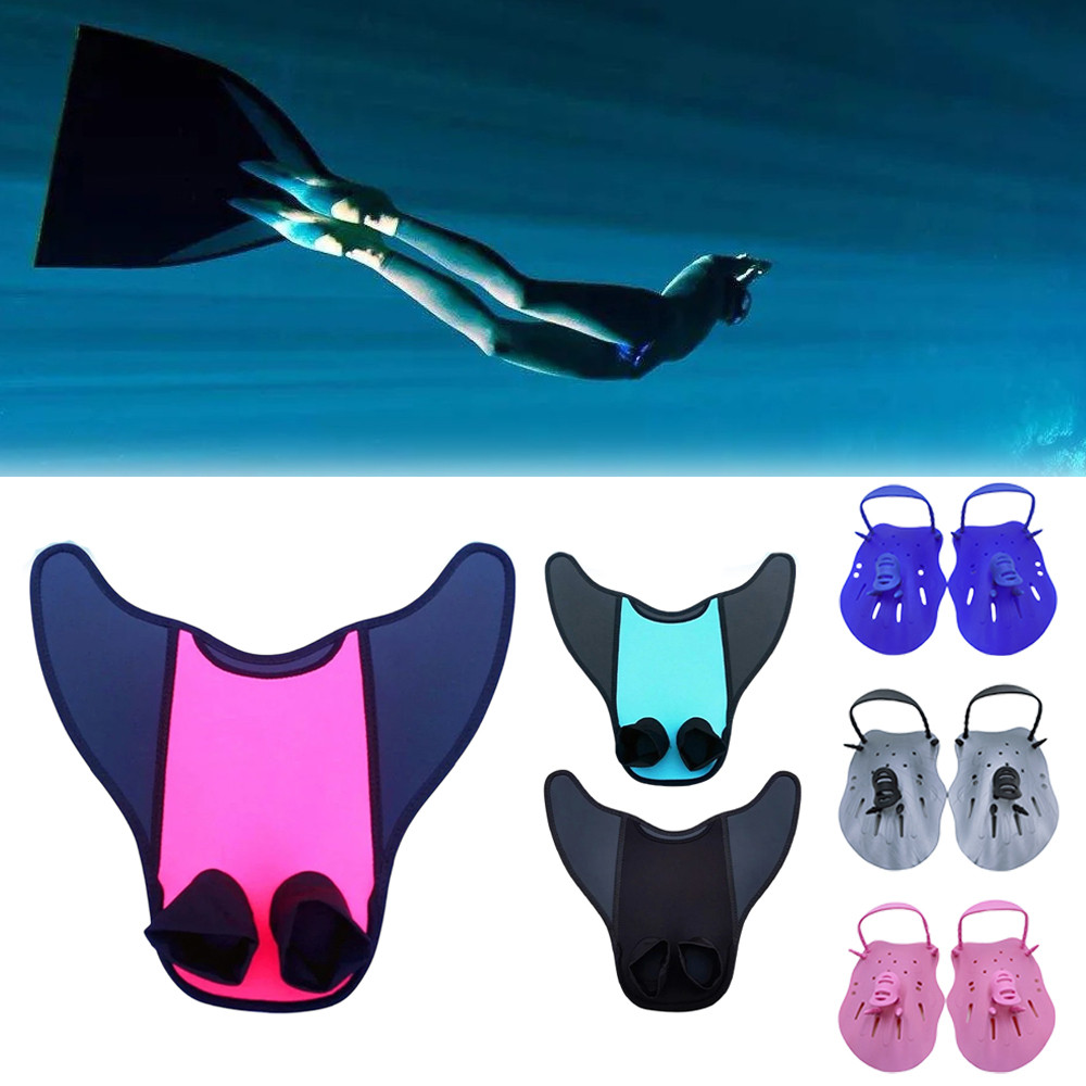 Upgraded PP Mermaid Monofins Kids Swimming Fins Diving Gloves Flipper V-Shaped Swim Snorkeling Fins 