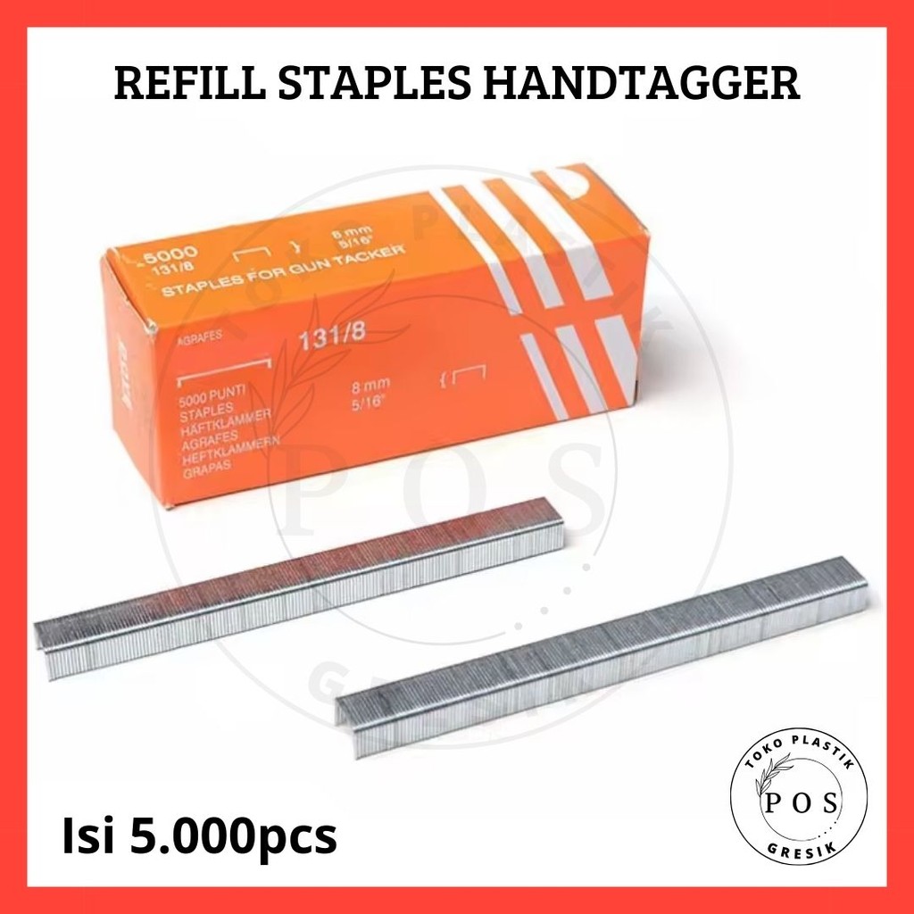

[Isi 5.000] 131/8 Refill Staples Alat Hand Stapler Gun Guntacker Handtagger Isi Staples Tembak Stapler Jok / Kayu