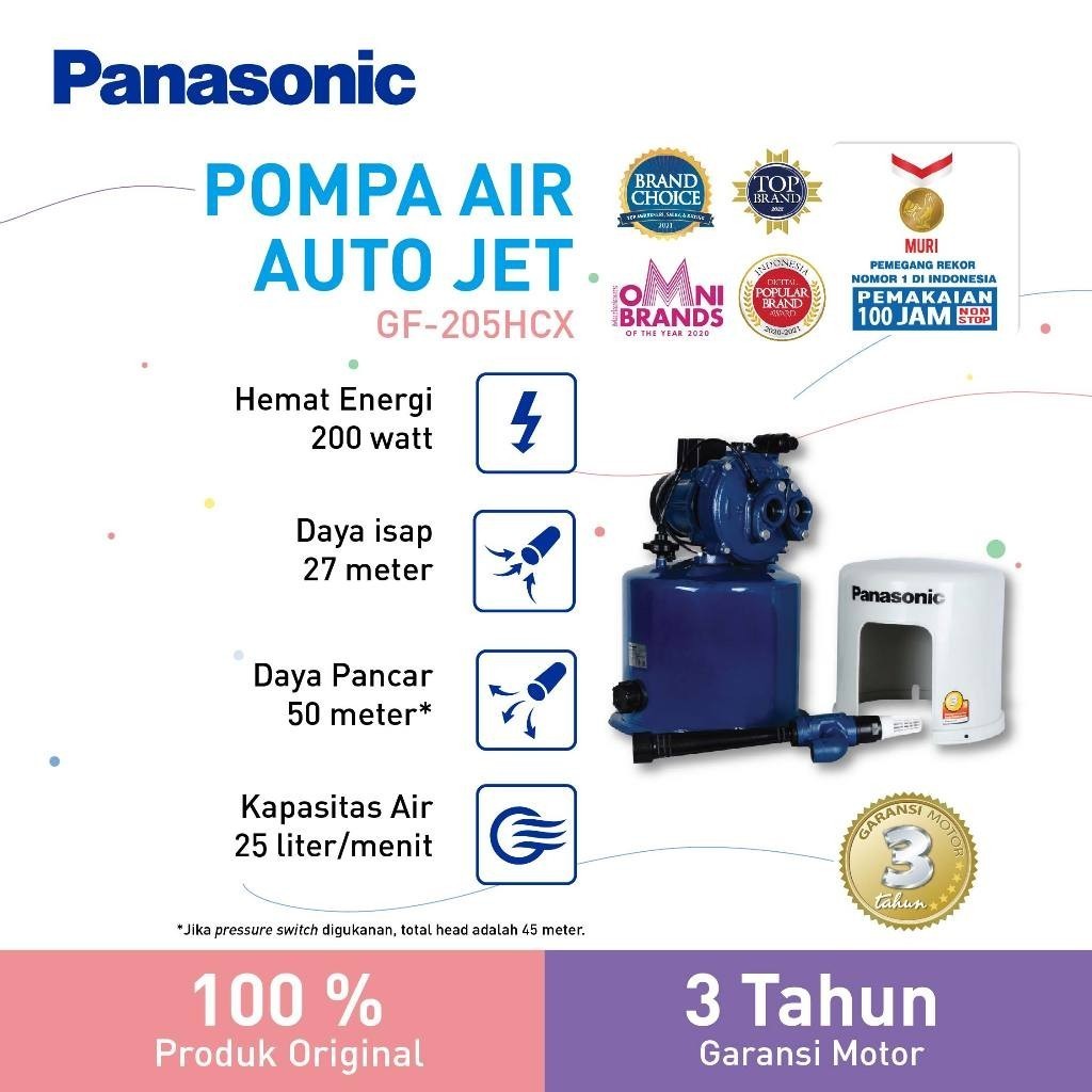 Panasonic GF-205HCX-P - Pompa Sumur Dalam Otomatis / Auto Jet Pump