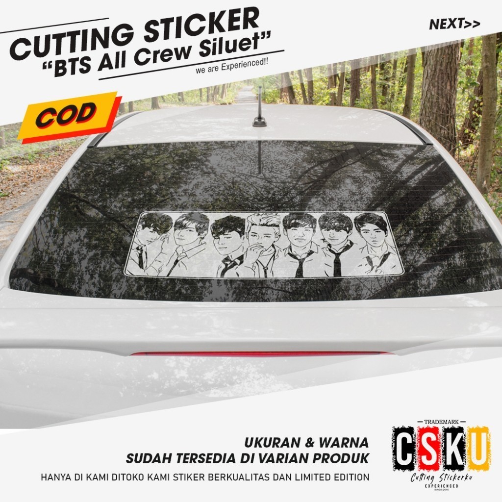 Cutting Sticker Reflective All BTS Siluet Variasi Motor Mobil Anti Air Tahan Lama Aksesoris Keren