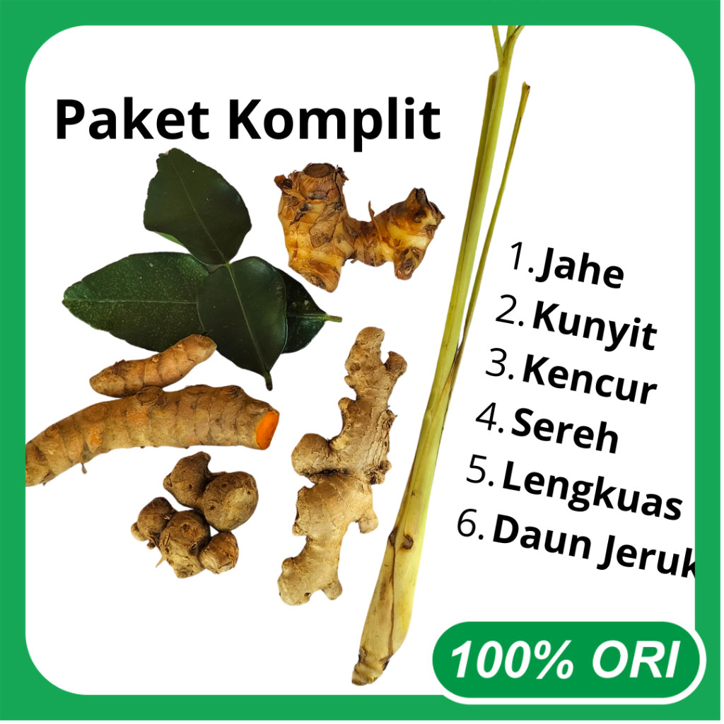 

Paket Komplit Bumbu Rempah Jahe Kunyit Kencur Sereh lengkuas Daun Jeruk untuk Opor Rendang Gulai