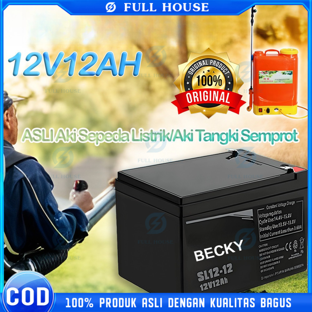Full House！ ASLI Aki Sepeda Listrik Aki 12V 12AH （Kemasan tebal）Aki Semprotan Pertanian/ Aki Sprayer