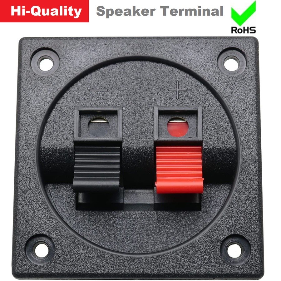 Terminal Panel Kotak Speaker Box Hole Bulat Sisi Persegi 55m Soket Konektor Kabel 2 Pin Lubang Jepit