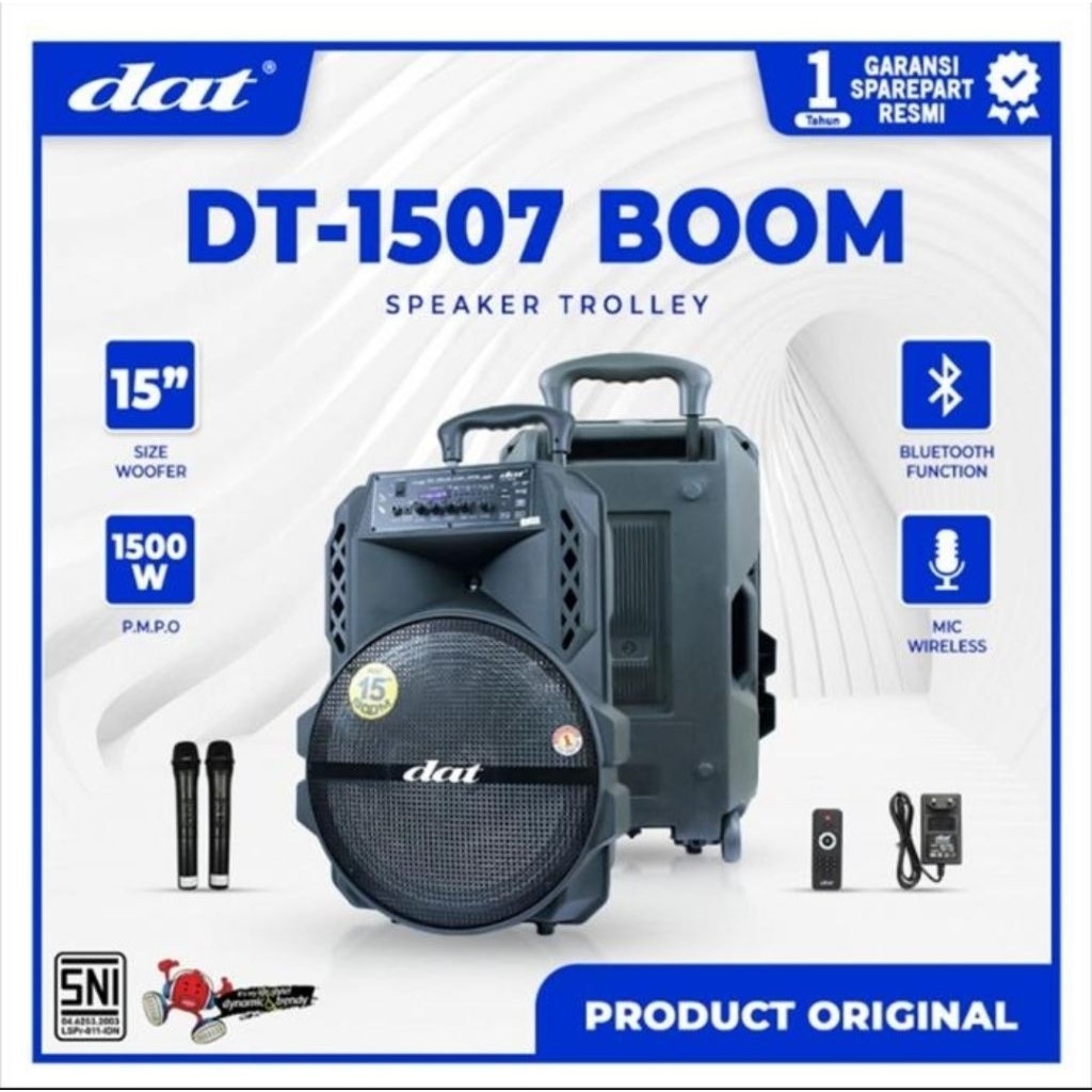 Speaker bluetooth karaoke dat 15 inch dt 1507 boom aktif portable dt1507