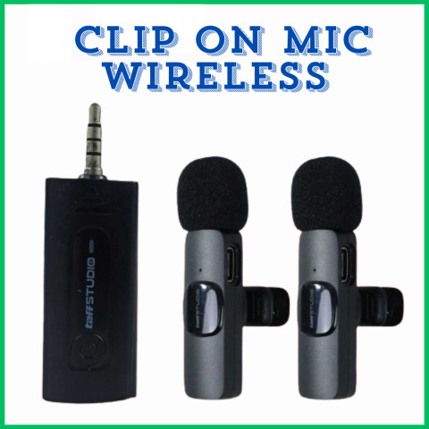 Clip On Mic Wireless Noise Reduction Vlogging Singing 3.5mm - Microphone Wireless Charger Jarak Jauh