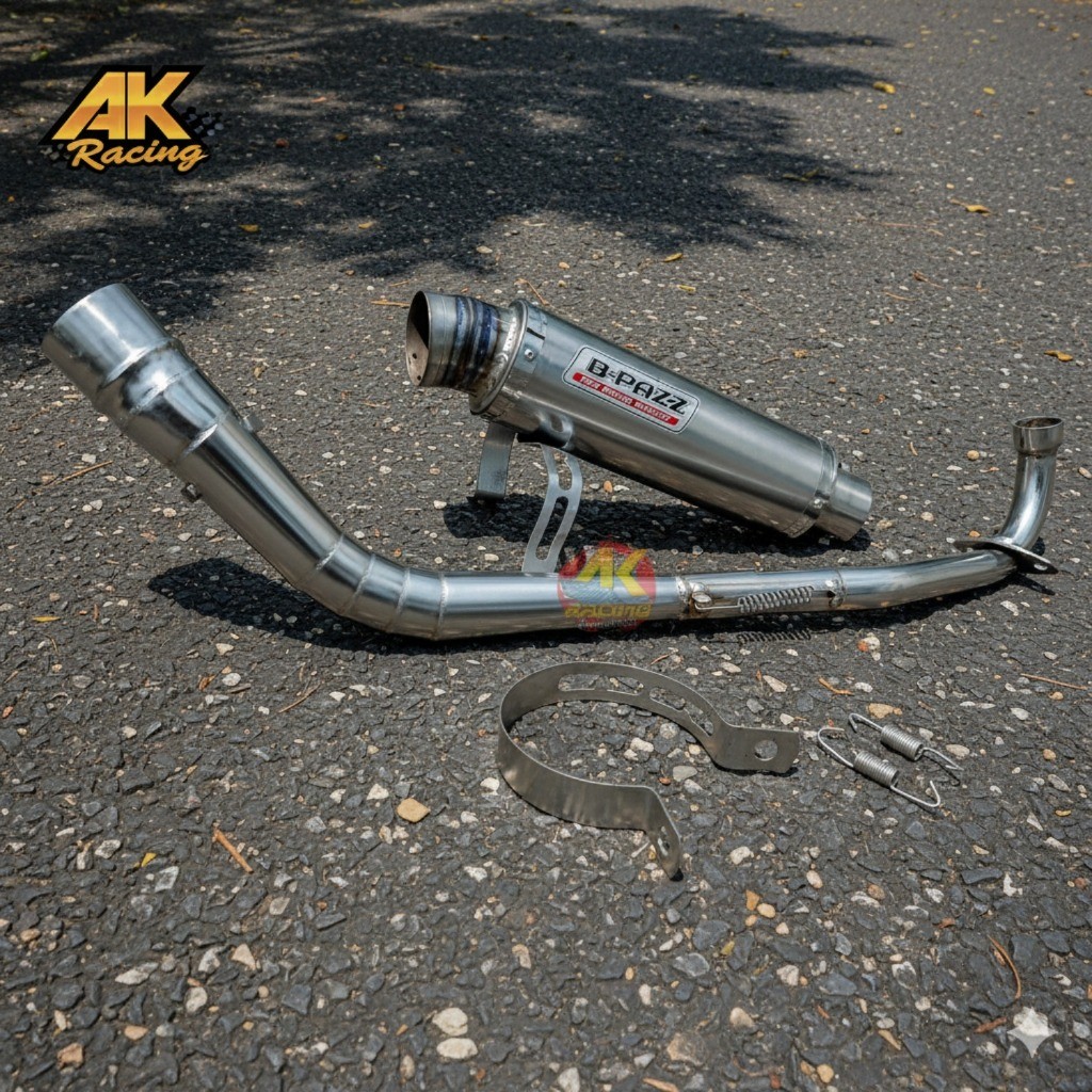 Knalpot Racing B-PAZZ Bulat Type Roadrace Untuk Motor Supra Jupiter Revo Blade dll