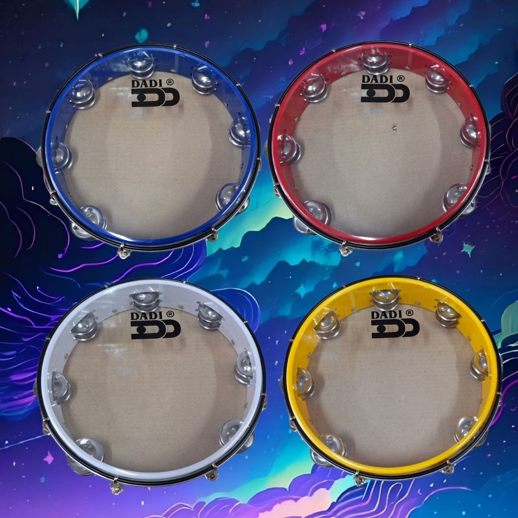 Tamborin Dadi Kulit Bening Mt6 Bahan Fiber Besi