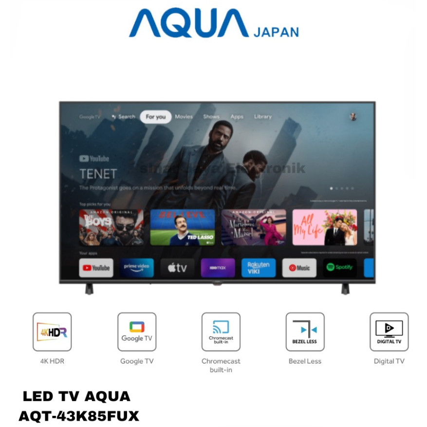 LED TV AQUA AQT43K85FUX GOOGLE TV 43 INCH 4K HDR